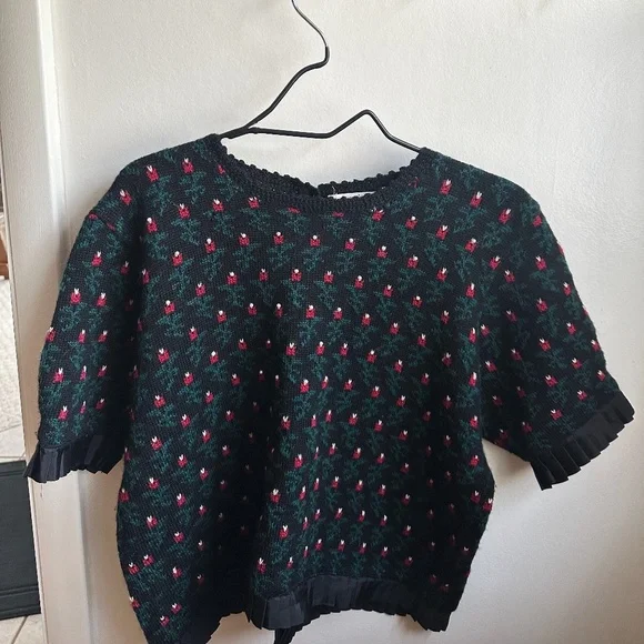 Vintage 80's Susan Bristol Embroidered Floral Wool Sweater - Picture 10 of 11